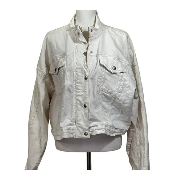 Abercrombie & Fitch white denim Jacket, Y2K revival, streetwear, moto inspired - Picture 1 of 6